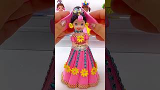 DIY How to Make Polymer Clay Miniature Rainbow Doll Dress  DIY Easy Super Clay Tutorial  ASMR diy [upl. by Jakob]