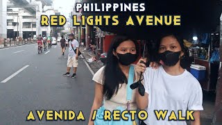 EARLY NIGTH WALK TOUR AT AVENIDA RECTO  WORKING GIRLS EVERYWHERE AT SIDE WALK  MANILA PHILIPPINES [upl. by Legnaleugim822]