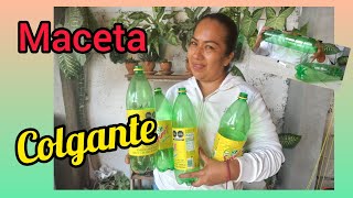 Como hacer macetas colgantes con botellas de refresco macetaconminombre ReciclaConAnais [upl. by Aehsat]