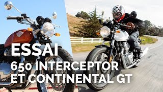 Essai Royal Enfield 650 Interceptor et Continental GT [upl. by Onailil115]