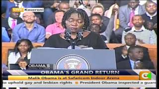 Auma Obama Welcomes President Obama At Kasarani [upl. by Naleag839]