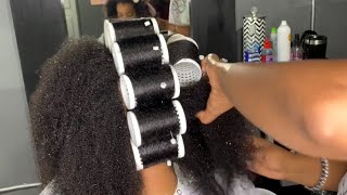 HOW TO ROLLER SET NATURAL HAIR  FULL BOUNCY AND BEAUTIFUL SILK HAIR [upl. by Marola]