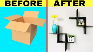 4 SUPER EASY WALL SHELF USING CARDBOARD  DIY CARDBOARD HOME DECOR  BEST OUT OF WASTE CRAFT [upl. by Daile]