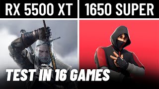 RX 5500 XT vs GTX 1650 SUPER test in 16 GAMES [upl. by Cogan]