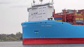 NEW 349m CONTAINER SHIP ANE MAERSK LEAVES THE PORT OF HAMBURG GERMANY  4K SHIPSPOTTING MARCH 2024 [upl. by Courtnay]