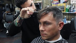 Textured Fringe Haircut For Men With Faded Undercut [upl. by Eeliah118]