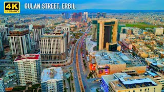 Gulan Street Erbil City 2024 Aerial View 4K 60FPS KURDISTAN Drone [upl. by Silden]