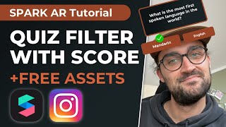 Quiz Filter with Score  Spark AR Studio Tutorial   Free Assets ArBlock  Figma File [upl. by Annaihr]