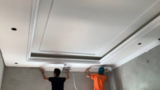 Professional Skills Installing Gypsum Boards On Bedroom Ceilings New Style Quickly And Firmly [upl. by Kassi]