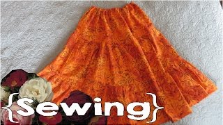 How to Sew a Peasant Skirt Without a Pattern ║ Simple Sewing 6 [upl. by Natsirc963]