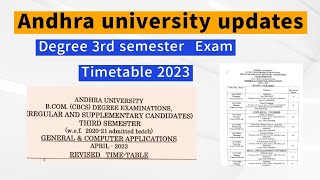 Andhra university Degree 3rd semester Exam Timetable 2023  AU degree 3rd semester Exams Timetable [upl. by Dominica11]