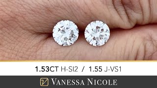 150 Carat Round Cut Diamond  H VS J Diamond Color Grade amp Size Comparison [upl. by Cheyney214]