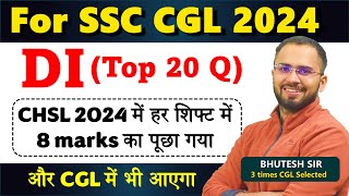 DI  Top 20 questions from All CHSL 2024 questions Data Interpretation Fast revision for SSC CGL [upl. by Marabel386]