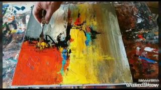 Acrylic abstract painting demonstration Palette knife blending [upl. by Ivz972]