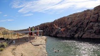 Clear Creek  AZ Trampoline Cliff Jumping [upl. by Kalbli875]