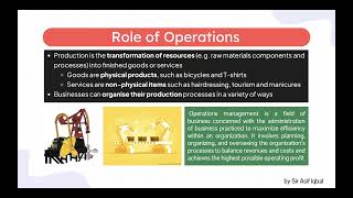 Introduction to Operations Management  Section 4  As Level  Syllabus 2023 [upl. by Lowenstein]