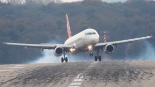 Crosswind Landings at Düsseldorf Boeing 777 A330 A320 B737 MD82 HD [upl. by Tongue]