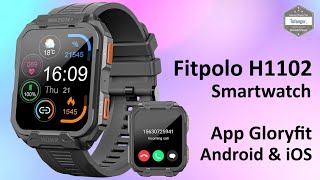 Fitpolo H1102 Smartwatch  Montre connectée IP68  App GloryFit  Android amp iOS Hunk Watch Unboxing [upl. by Analihp]