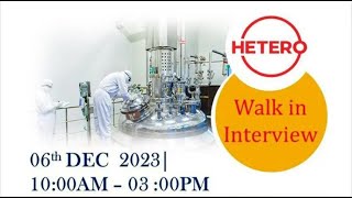 Hetero Labs Walkin Freshers QAQCProduction  hetero qa qc production [upl. by Dwan]