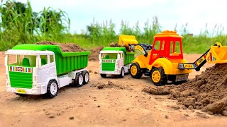 Jcb 5cx loading mud in dumper truck and tata tipper truck  jcb cartoon  truck [upl. by Ragland]