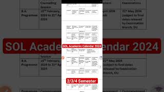 SOL Academic Calendar 2024 For 2nd  4th  6th Semester students  Classes Exams Assessment Etc [upl. by Josler]