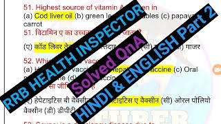 RRB health inspector Question solved hindi and english [upl. by Siram]