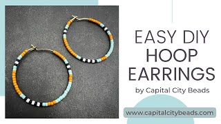 DIY Miyuki Delica beaded hoop earrings jewelry making tutorial by CapitalCityBeads [upl. by Aihsram160]