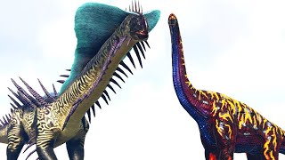 ULTIMATITANURANUS vs BRACHIOSAURUS and CARCHAR  ARK Dino Battle [upl. by Ihp542]