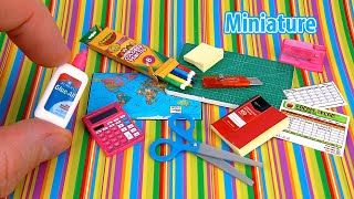 DIY Realistic Miniature Back To School Supplies Pack  DollHouse [upl. by Anahcar]