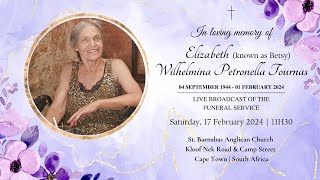 LIVE  FUNERAL SERVICE OF ELIZABETH WILHELMINA PETRONELLA TOURNAS  SAT 17 FEBRUARY 2024  11H30 [upl. by Newton]