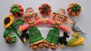 Hermosos espantapájaros 🍂🌻🌽 amigurumis en CROCHET paisaje otoñal 3a y última parte [upl. by Smith]