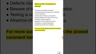 What are the seven principles of Testing  1 min Software Testing Shorts 124 [upl. by Auoh]