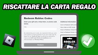 Come Riscattare La Carta Regalo Roblox  Riscatta I Codici Roblox [upl. by Llen]