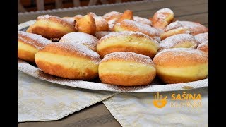 Krafne recept Krofne Krapfen Donuts recipe  Sašina kuhinja [upl. by Binnie795]