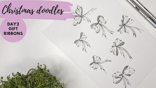 Christmas doodles Day 2 How to draw gift ribbons step by step ribbon doodles drawing tutorial [upl. by Ydollem]