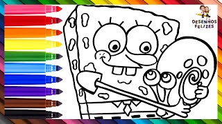 Desenhar e Colorir o Bob Esponja e o Gary o Caracol 🧽❤️🐌🌊 Desenhos para Crianças [upl. by Gardiner168]