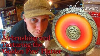 36 Woodturning Golden Fire Sycamore Platter and First Airbrush Use [upl. by Enirehs980]