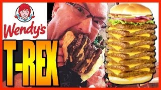 Wendys TRex Burger Challenge 2770 Calorie Burger 9 Patties and 9 Cheese WHAT  KBDProductionsTV [upl. by Tuckie225]