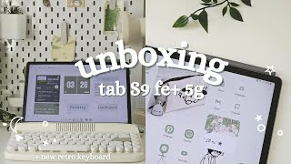 📦 Samsung Tab S9 FE 5G ⋆˚☁️ aesthetic unboxing and setup new cute keyboard yunziikeyboard [upl. by Lori]