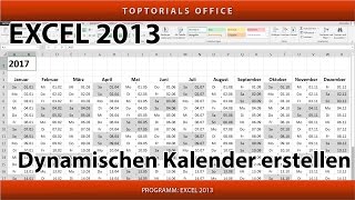 Dynamischen Kalender erstellen  Download Excel [upl. by Crandale991]