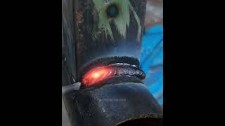 how a welder does welding a thin square tube to a pipe [upl. by Estelle]