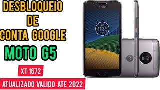 Desbloqueio de conta google Moto G5 modelo XT1672 Android 81 ATUALIZADO VALIDO ATE 2022 [upl. by Anifares]