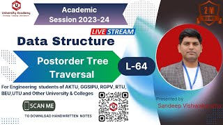 DSUC64 PostorderTree Traversal Using Stack Postorder BinaryTree Traversal without Recursion [upl. by Leahcar]