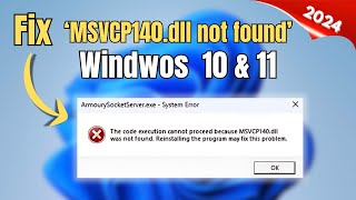 How to Fix MSVCP140dll Missing Error on Windows 1110 [upl. by Liagabba899]