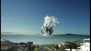 Volcanic Hazards Birth of Volcanic Island and Destruction of adjacent Settlement  an Animation [upl. by Uolyram]