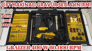 Graızer 400W 60000 RPM Çift Makinalı Gravür Seti Kutu Açılımı Ve İnceleme [upl. by Clareta]