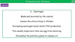 OCR Gateway 91  B323  The Menstrual Cycle Summary Higher [upl. by Coltson]