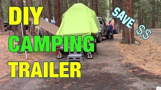 Camping Trailer made from utility trailer popup travel rooftop tent rv diy [upl. by Taylor765]