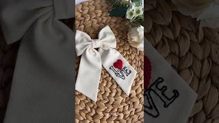 Hand embroidered hair bow clip viralreels love youtubeshorts [upl. by Arral]