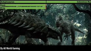 Indominus Rex vs Ankylosaurus With Healthbars [upl. by Anitram]